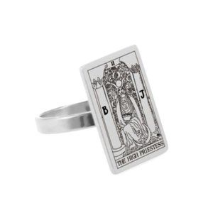 Tarot Card Ring "The High Priestess" Engraved